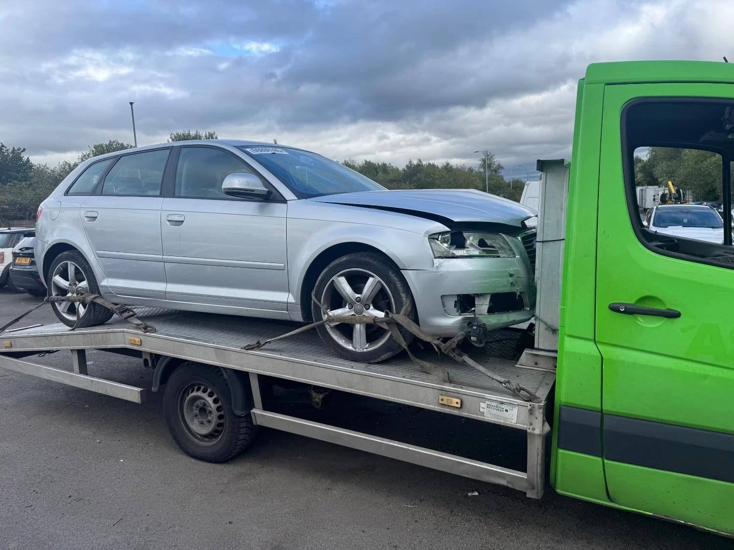 Accidental car on recovery truck